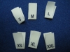 100pcs Damask Woven Size Labels ( White background with Navy text )